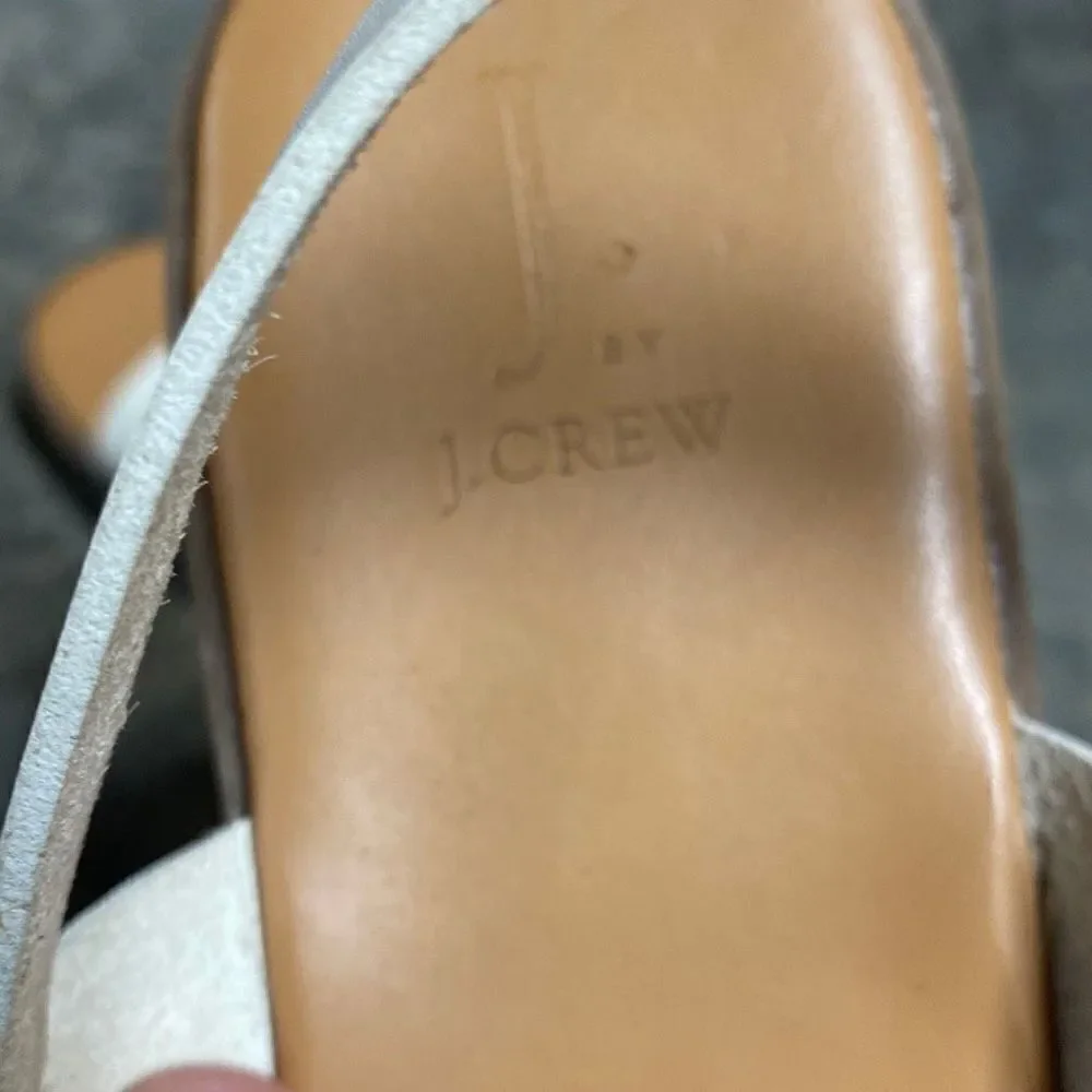 J. Crew Jessa Leather Ivory Glitter Platform Sandals  Size 11
